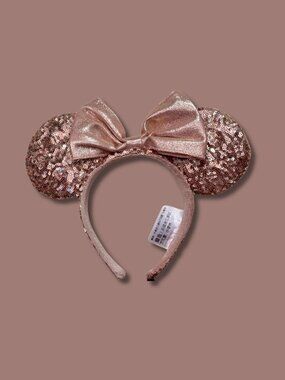 Disney Parks Minnie Mouse Briar Rose Gold Ears Lamé Bow Headband Mint